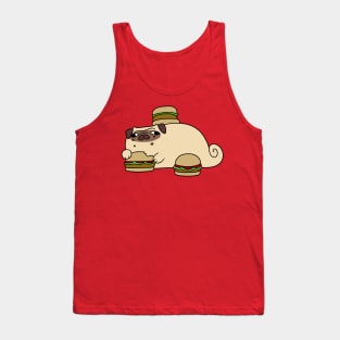 Pug Eating Burgers Tank Top